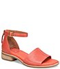 Color:Coral - Image 1 - Faxyn Leather Ankle Strap Sandals