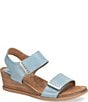 Color:Teal - Image 1 - Verdi II Adjustable Leather Wedge Sandals