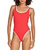 Color:Lipstick Red - Image 1 - Annemarie Scoop Neck One Piece Swimsuit