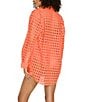 Color:Hot Coral - Image 2 - Oxford Point Collar Button Front Shirt Dress Cover-Up