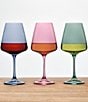 Color:Green - Image 3 - Colored Stemmed Blown Glass Wine Glasses, Set of 4