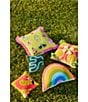 Color:Multi - Image 3 - Outdoor Living Collection Indoor/Outdoor Rainbow Shaped Embroidered Pillow