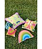 Color:Multi - Image 4 - Outdoor Living Collection Indoor/Outdoor Rainbow Shaped Embroidered Pillow
