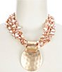 Color:Pink Pearl - Image 1 - Pearl Torsade Pendant Statement Necklace