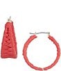 Color:Gold/Red - Image 1 - Red Raffia Wrapped Metal Hoop Earrings