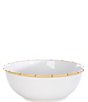 Color:White - Image 1 - Gemma Collection Stoneware Bamboo Serving Bowl