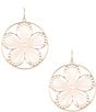 Color:Blush/Gold - Image 1 - Thread Wrapped Flower Drop Earrings