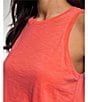 Color:Sunkist Coral - Image 3 - Avah Sun Farer Box Top Ribbed Crew Neck Sleeveless Tank