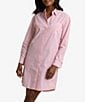 Color:Conch Shell - Image 1 - Cam Stripe Poplin Point Collar Long Sleeve Button Down Shirt Dress