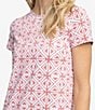 Color:Dusty Coral - Image 3 - Chanelle Printed Geometric Print Short Sleeve Performance Dress
