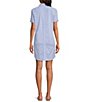 Color:Cobalt Blue - Image 2 - Kamryn brrr°® Intercoastal Stripe Print Short Sleeve Collared V-Neck Shift Dress