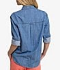 Color:Medium Wash Indigo - Image 2 - Katherine Denim Point Collar Long Sleeve Button Front Shirt