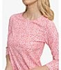 Color:Conch Shell - Image 3 - Leira Floral Printed 3/4 Sleeve Crew Neck Performance Dress