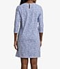 Color:Coronet Blue - Image 2 - Leira Floral Printed 3/4 Sleeve Crew Neck Performance Dress