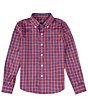 Color:Dark Red - Image 1 - Little/Big Boys 4-16 Long Sleeve Glenbrook Plaid Button Down Shirt