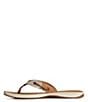 Color:Tan Multi - Image 3 - Seafish Chambray Stripes Leather Thong Sandals