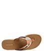 Color:Tan Multi - Image 4 - Seafish Chambray Stripes Leather Thong Sandals
