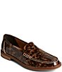 Color:Brown - Image 1 - Seaport Tortoise Print Patent Leather Penny Loafers