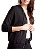 Color:Black - Image 1 - Dream Long Sleeve Slub Knit Zip Up Hoodie Track Jacket