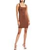 Color:Brown - Image 1 - Square Neck Sleeveless Pull-On Bodycon Dress