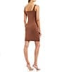 Color:Brown - Image 2 - Square Neck Sleeveless Pull-On Bodycon Dress