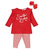 Color:Red - Image 1 - Baby Girls Newborn-24 Months Santa Baby Long Sleeve Top & Leggings Set