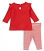 Color:Red - Image 2 - Baby Girls Newborn-24 Months Santa Baby Long Sleeve Top & Leggings Set