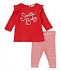 Color:Red - Image 3 - Baby Girls Newborn-24 Months Santa Baby Long Sleeve Top & Leggings Set