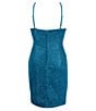 Color:Turquoise - Image 2 - Big Girls 7-16 Sleeveless Overlapping-Detail Metallic Shiny Sheath Dress