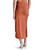 Color:Sienna - Image 2 - Ambrosia Ruched Faux Wrap Asymmetrical Hem Midi Skirt