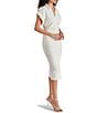 Color:Ivory - Image 3 - Cambrie Linen Blend Collar Neck Short Sleeve Midi Dress