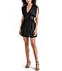 Color:Black - Image 1 - Camilea Satin V-Neck Tie Back Sleeveless Mini Dress