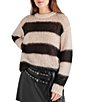 Color:Black Multi - Image 1 - Elson Oversized Stripe Print Crew Neck Long Sleeve Sweater