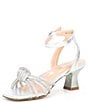 Color:Silver - Image 4 - Girls' J-Luccia Rhinestone Knot Heel Dress Sandals (Youth)