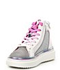 Color:Silver/Pink - Image 4 - Girls' T-Glossy High-Top Sneakers (Infant)