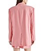 Color:Peach Romance - Image 2 - Imaan Linen Blend Notch Lapel Flap Pocket Long Sleeve One Button Front Blazer Jacket