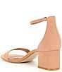 Color:Tan - Image 3 - Irenee Suede Ankle Strap Block Heel Dress Sandals