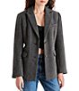 Color:Black - Image 1 - Justine Notch Lapel Long Sleeve Wool Blend Blazer Jacket