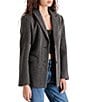 Color:Black - Image 3 - Justine Notch Lapel Long Sleeve Wool Blend Blazer Jacket