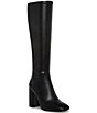Color:Black - Image 1 - Lizah Knee High Stacked Block Heel Boots