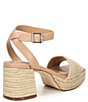 Color:Natural/Multi - Image 2 - Mercerr Jute Leather Ankle Strap Block Heel Dress Sandals
