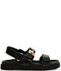 Color:Black - Image 2 - Mona Leather Platform Buckle Detail Dad Sandals