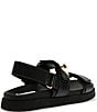 Color:Black - Image 3 - Mona Leather Platform Buckle Detail Dad Sandals