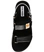 Color:Black - Image 6 - Mona Leather Platform Buckle Detail Dad Sandals