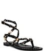 Color:Black - Image 1 - Recent Strappy Thong Flat Sandals