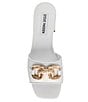 Color:White - Image 5 - Santana Leather Chain Hardware Block Heel Slide Sandals