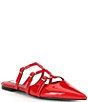 Color:Red - Image 1 - Shatter Patent Leather Strappy Flat Mules