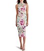 Color:Multi - Image 1 - Sidra Floral Print Mesh Mock Neck Sleeveless Midi Dress