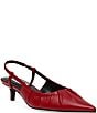 Color:Red - Image 1 - Syrie Leather Kitten Heel Slingback Pumps