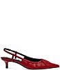 Color:Red - Image 2 - Syrie Leather Kitten Heel Slingback Pumps